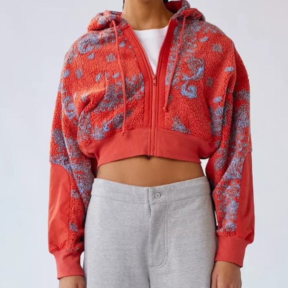 UO BDG Like New Sherpa Forest Zip Crop Hoodie Jacket XS - Picture 2 of 11